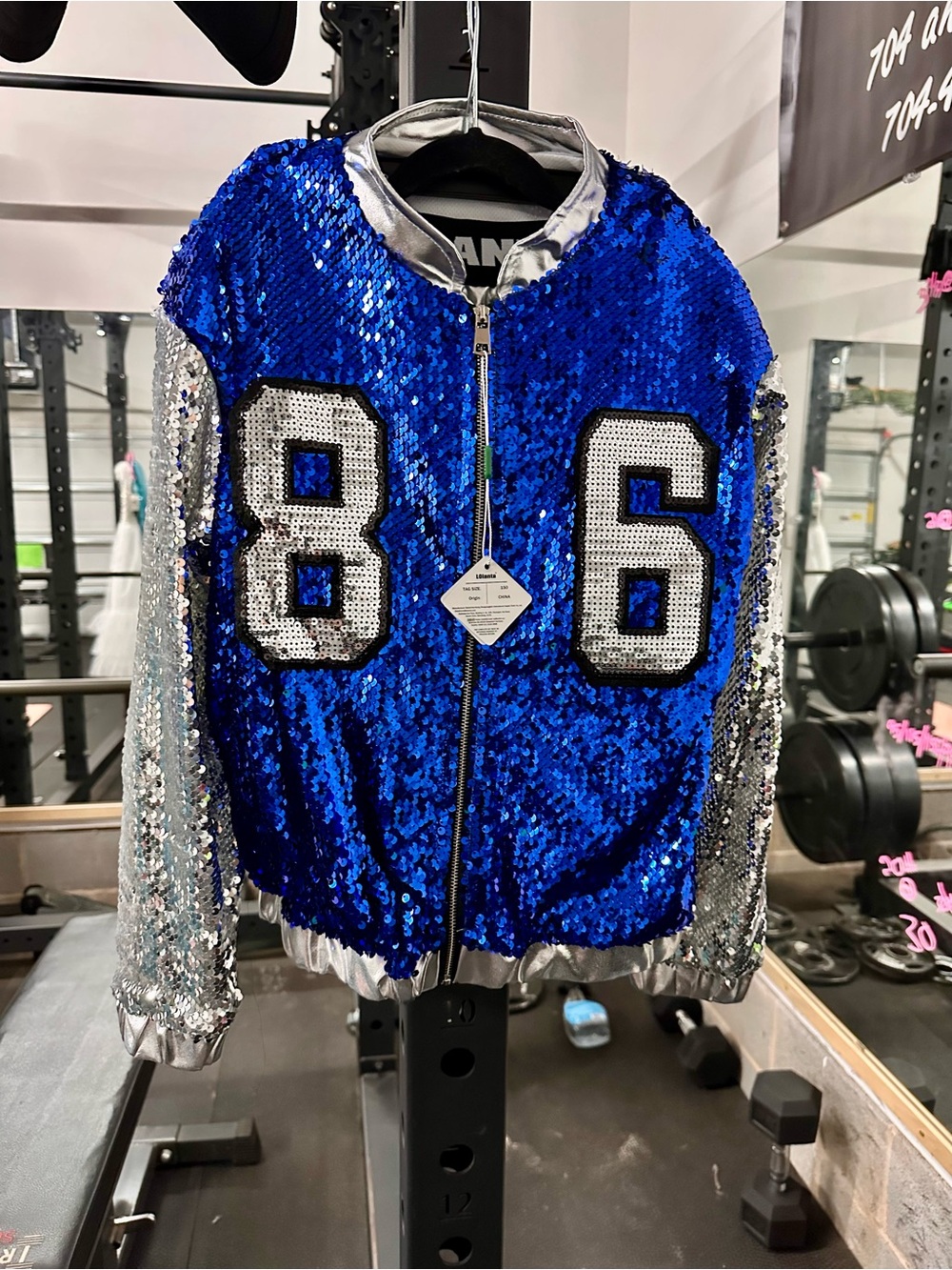 Kids Sequin Bomber Jacket - Blue & Silver 3 piece outfit